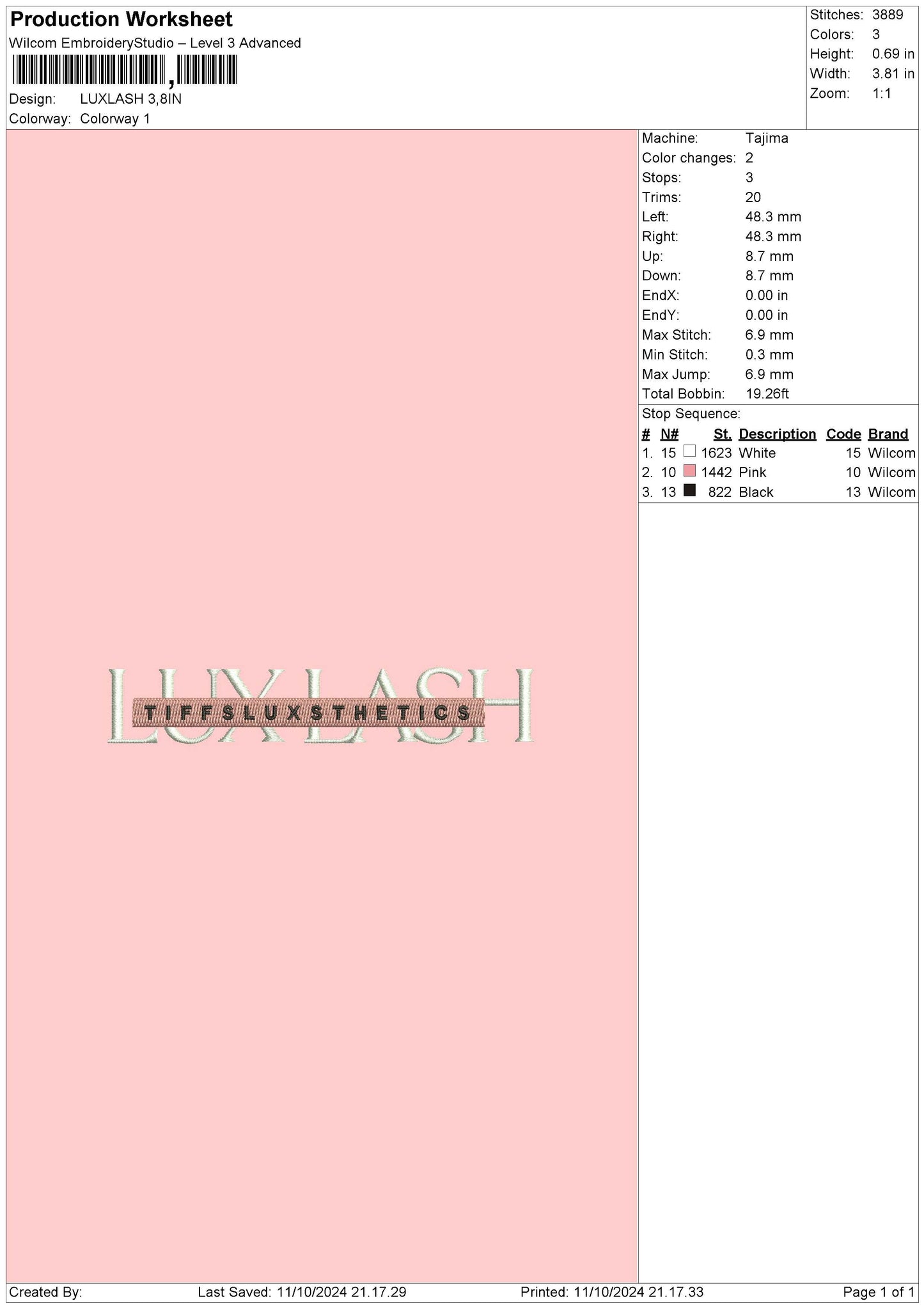 Luxlash Text Embroidery File 6 sizes