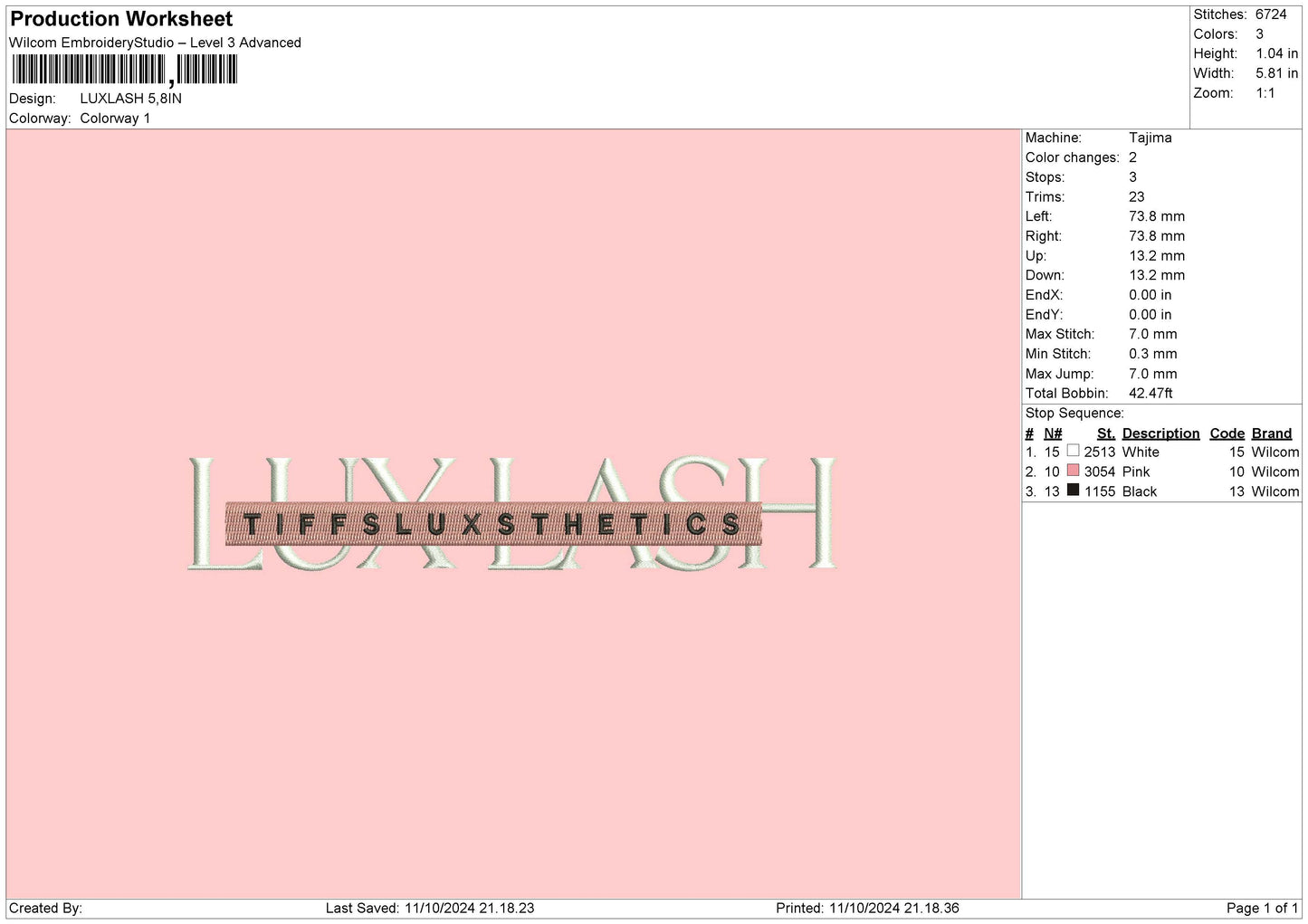 Luxlash Text Embroidery File 6 sizes