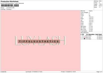 Luxlash Text Embroidery File 6 sizes