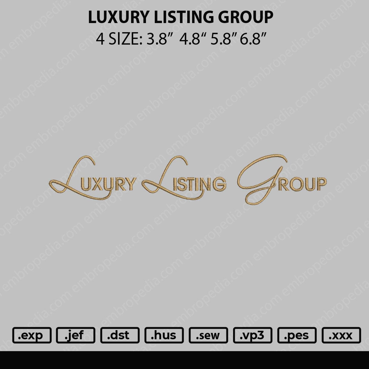 Luxury Listing Group Embroidery File 4 size