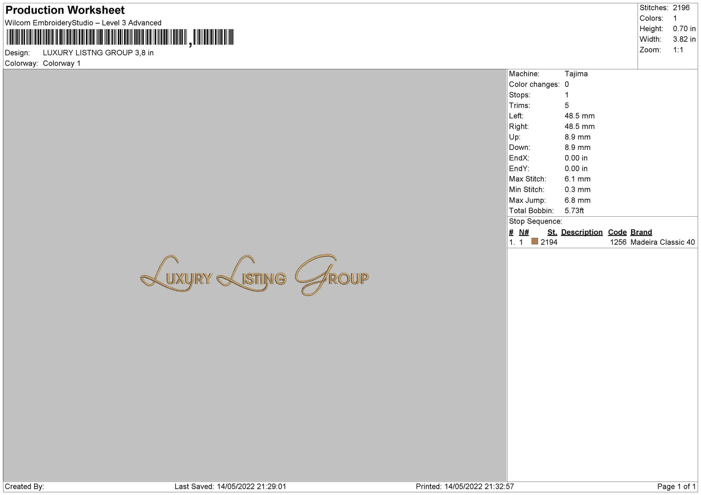 Luxury Listing Group Embroidery File 4 size