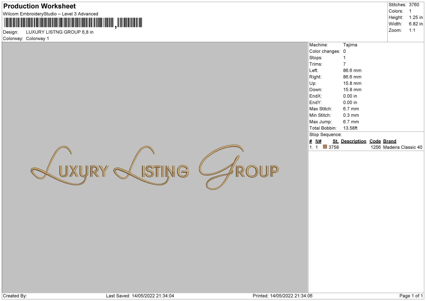 Luxury Listing Group Embroidery File 4 size