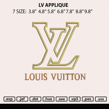 LV Applique Embroidery File 6 size