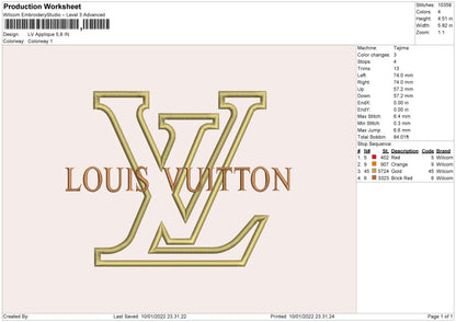 LV Applique Embroidery File 6 size