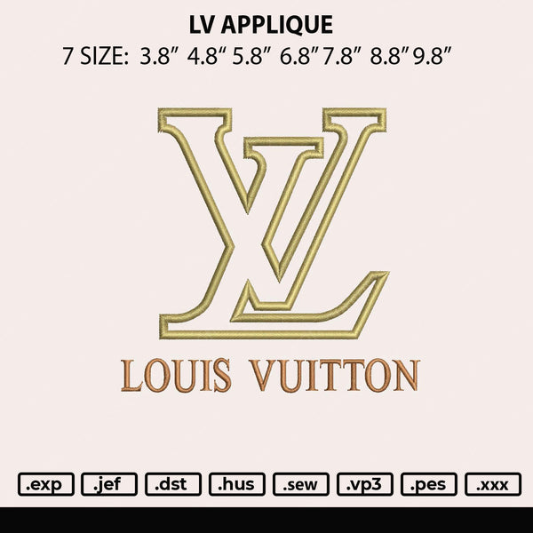 LV Applique Embroidery File 6 size