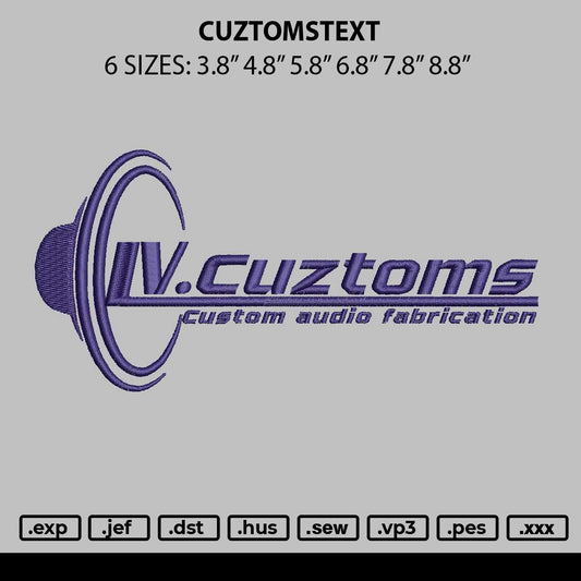Cuztomstext 0203 Embroidery File 6 sizes