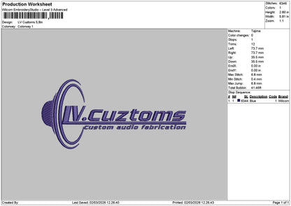 Cuztomstext 0203 Embroidery File 6 sizes