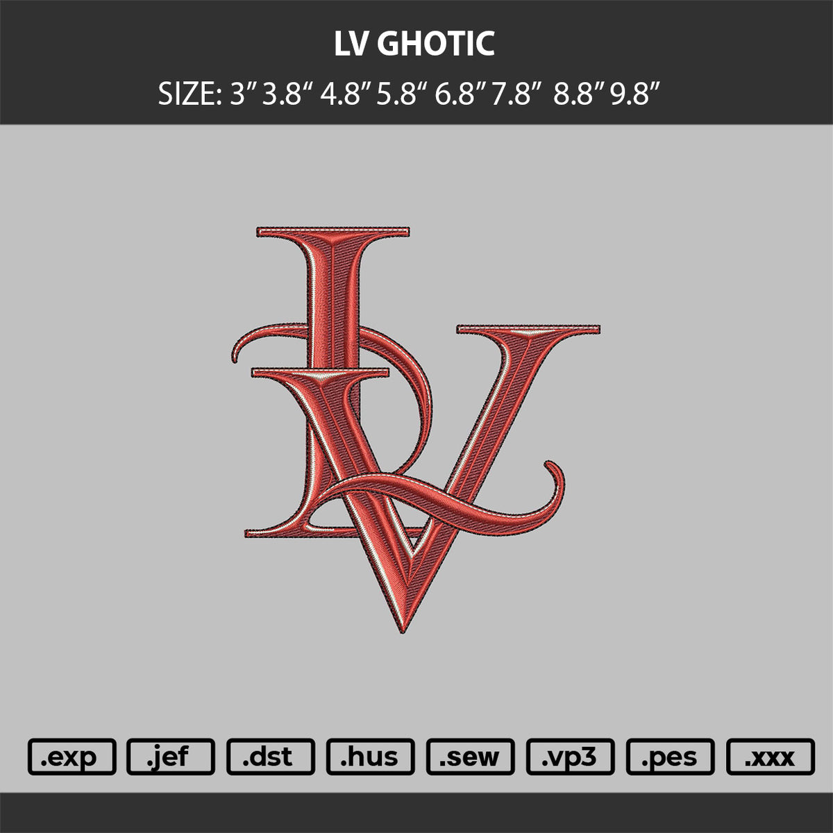 LV Gothic Embroidery Machine Design Files