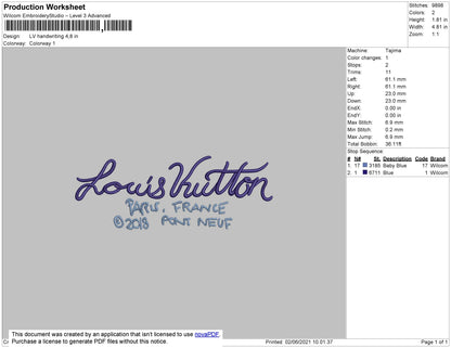 Elvi Handwriting Embroidery File 6 size