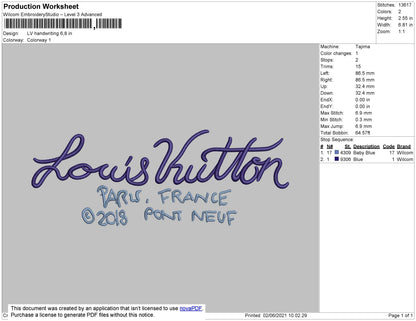 Elvi Handwriting Embroidery File 6 size