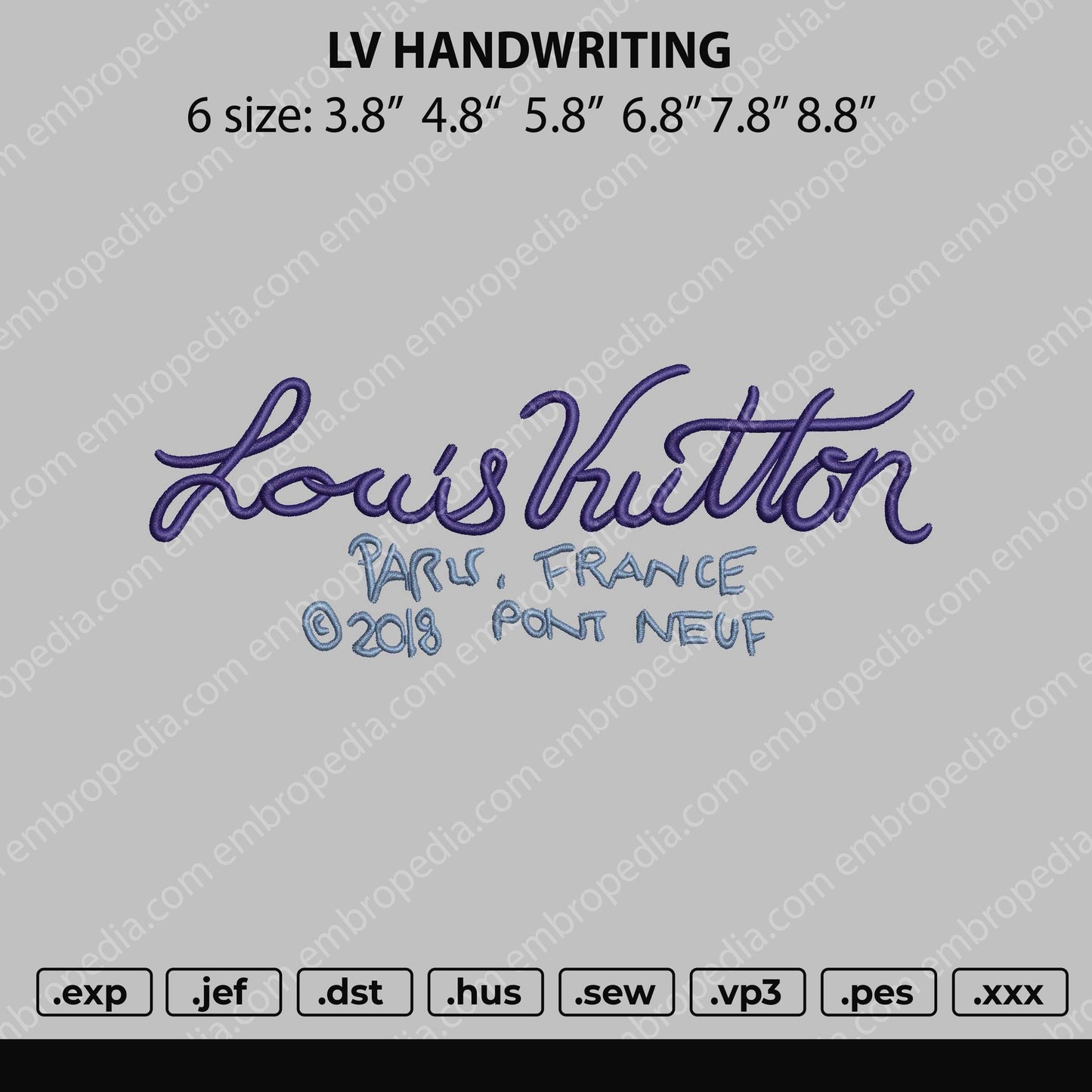 Elvi Handwriting Embroidery File 6 size
