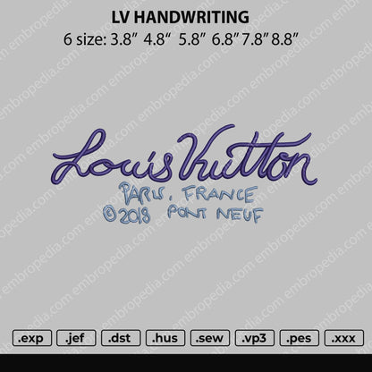 Elvi Handwriting Embroidery File 6 size