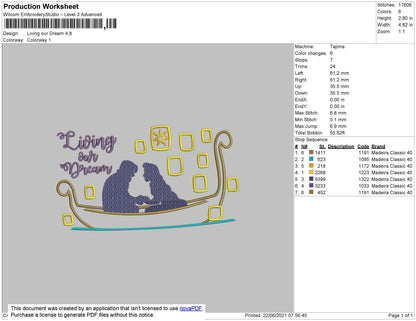 Living Our Dream Embroidery File 4 size