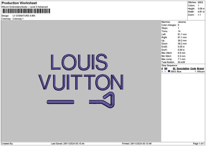 Vuittontext 03 Embroidery File 6 sizes