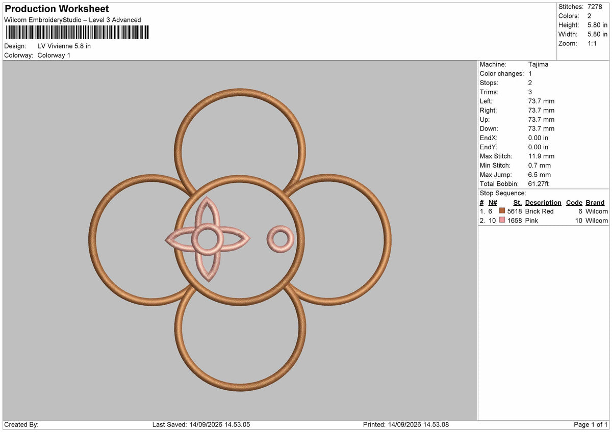 Flower 1409 Embroidery Machine Design File 6 sizes