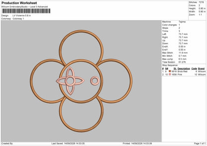 Flower 1409 Embroidery Machine Design File 6 sizes