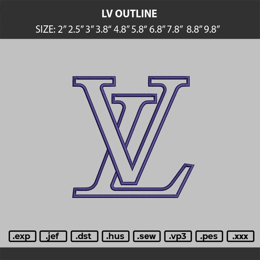 Lv Logo Outline Embroidery Machine File