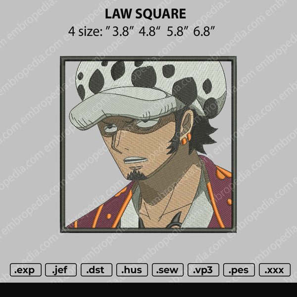 Law Square Embroidery File 4 size