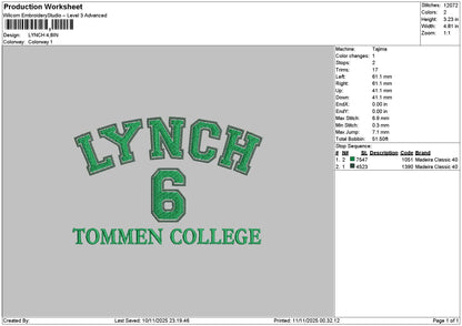 Lynchtext Embroidery File 6 sizes