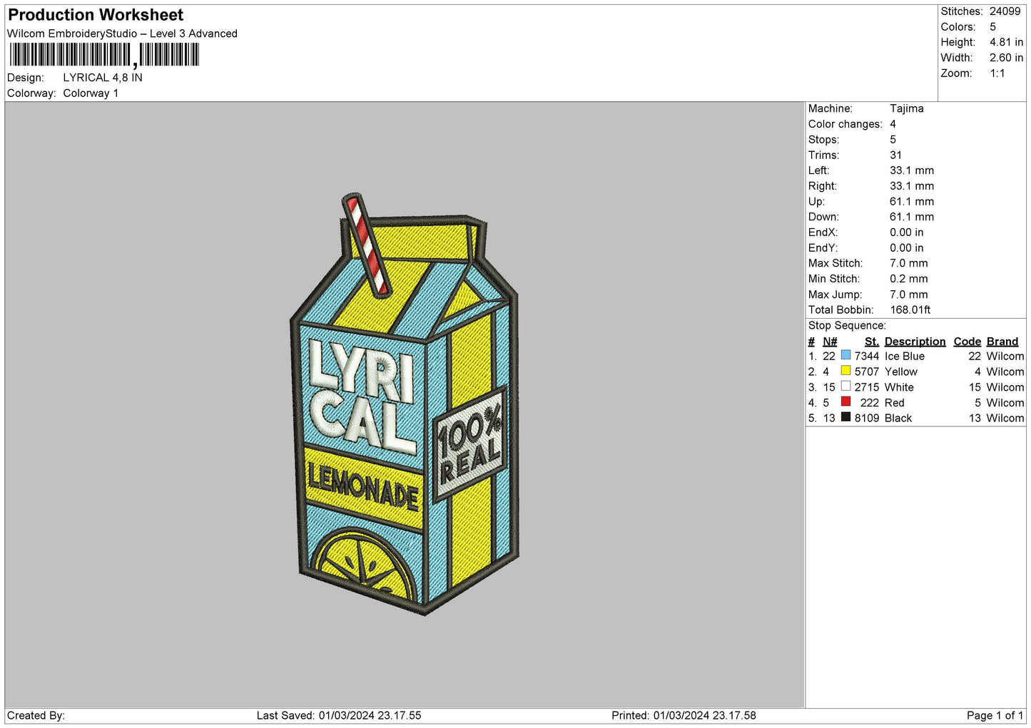 Lemonade Square Embroidery File 6 sizes