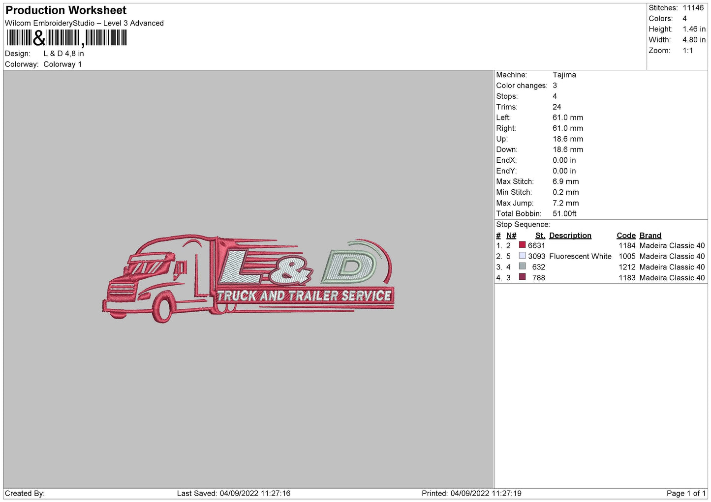 L&D Embroidery File 5 sizes