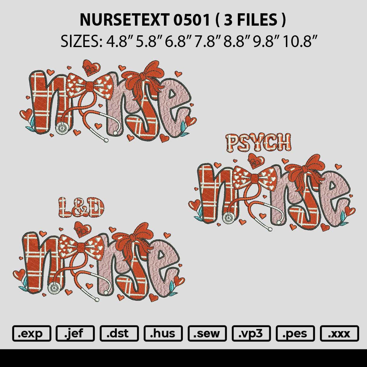 Nursetext 0501 Embroidery 3 Files
