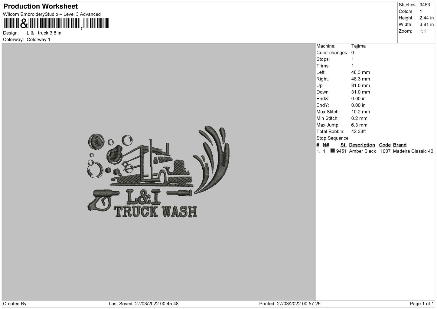 L&i Truck Embroidery File 4 size
