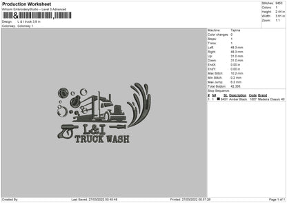 L&i Truck Embroidery File 4 size