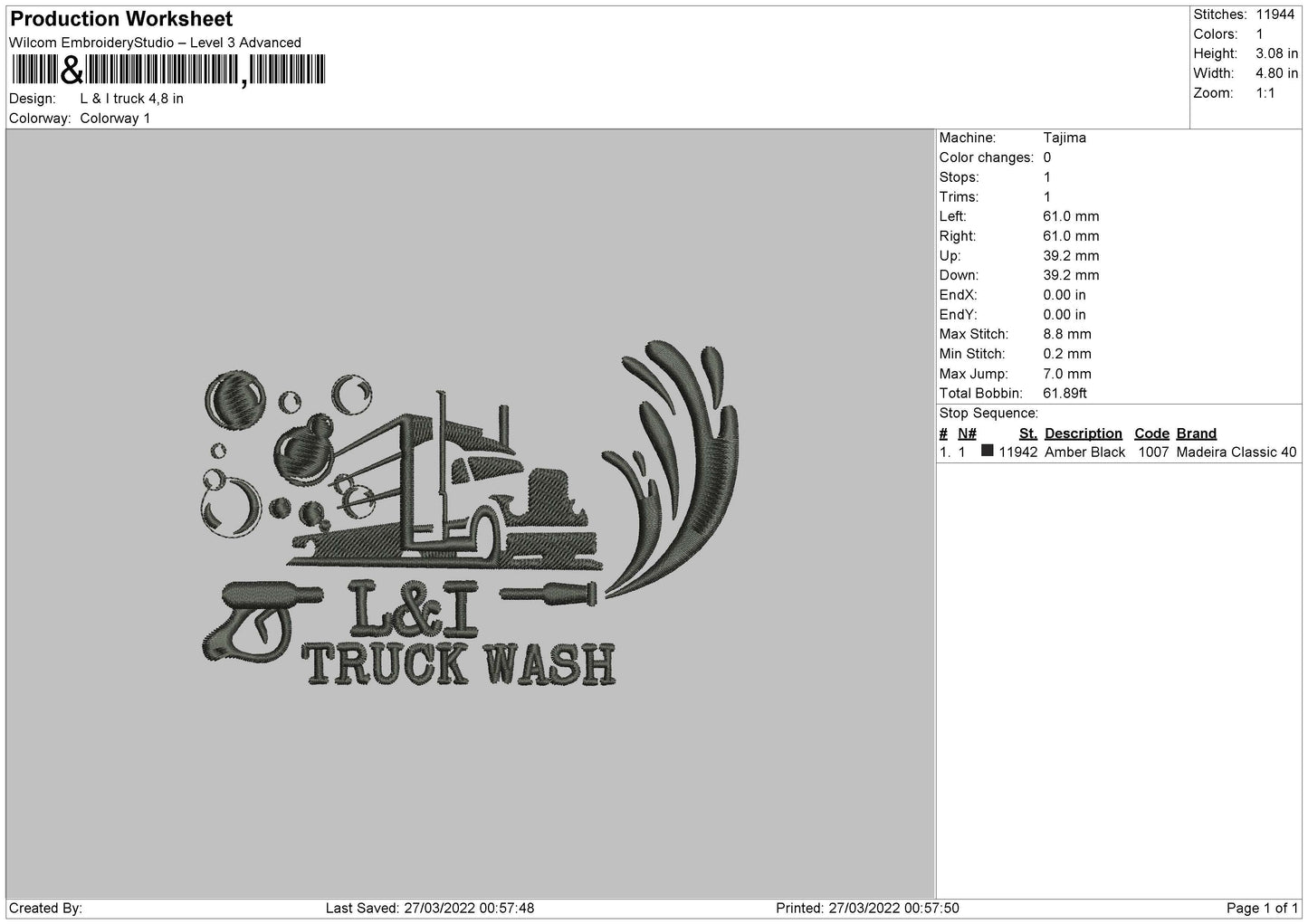 L&i Truck Embroidery File 4 size