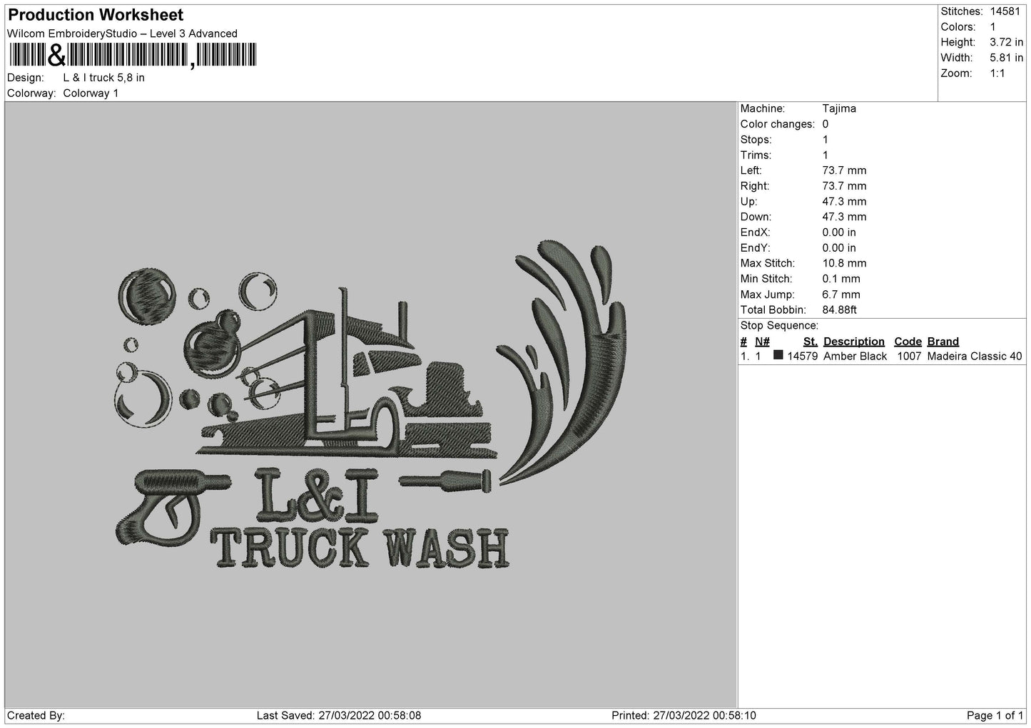 L&i Truck Embroidery File 4 size