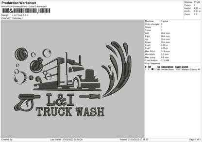 L&i Truck Embroidery File 4 size
