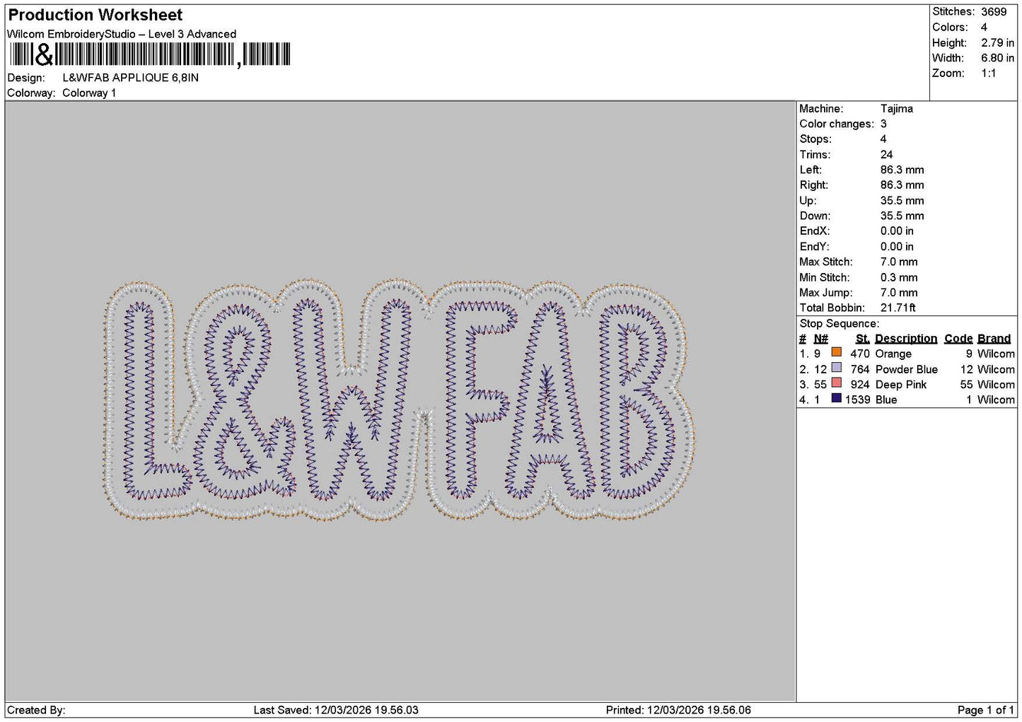 Lawfab App Embroidery File 6 sizes