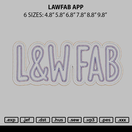 Lawfab App Embroidery File 6 sizes