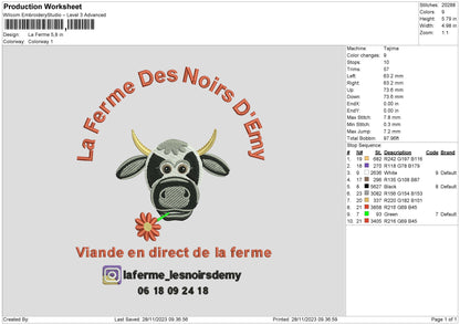 Ferme Embroidery File 6 sizes