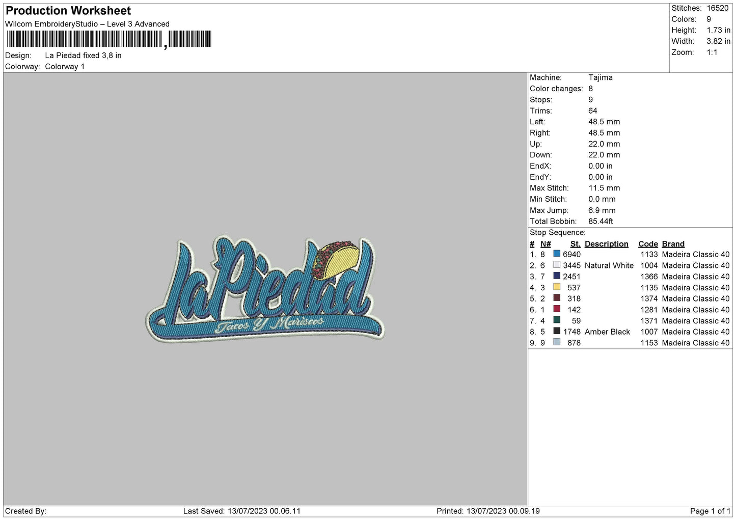 La Piedad Embroidery File 6 sizes