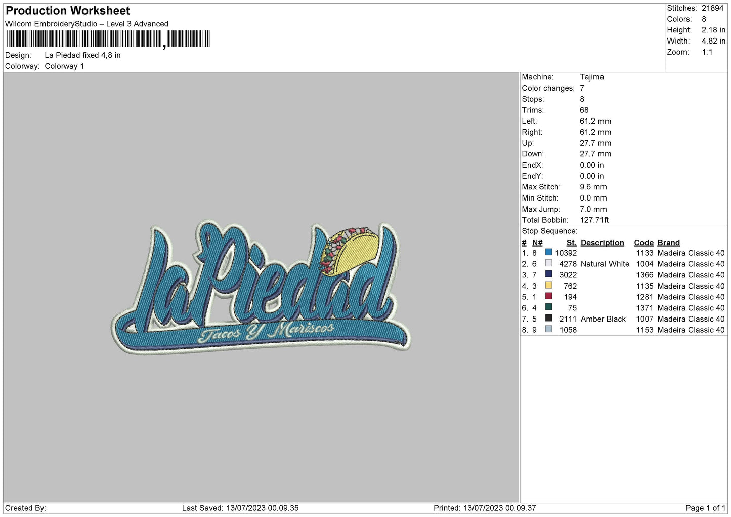 La Piedad Embroidery File 6 sizes