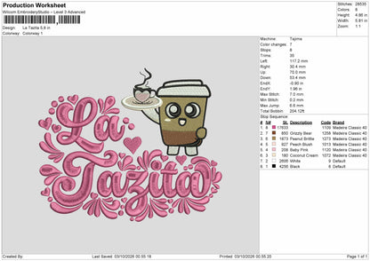 Tazitatext Embroidery Machine Design File 6 sizes