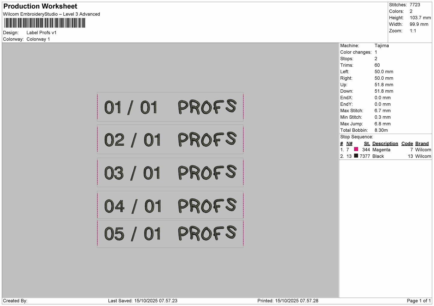Label Profs Embroidery File