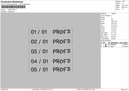 Label Profs Embroidery File