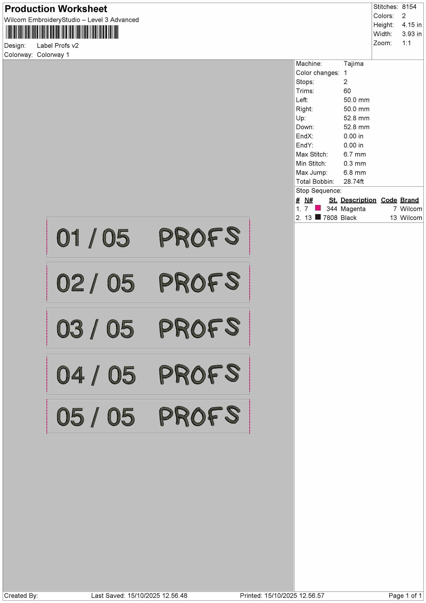 Label Profs Embroidery File