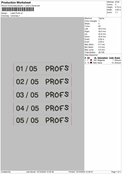 Label Profs Embroidery File