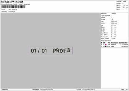 Label Profs Embroidery File