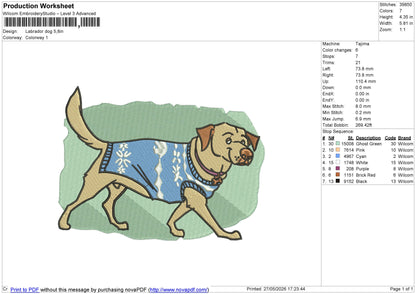 Labrador dog Embroidery File 6 size