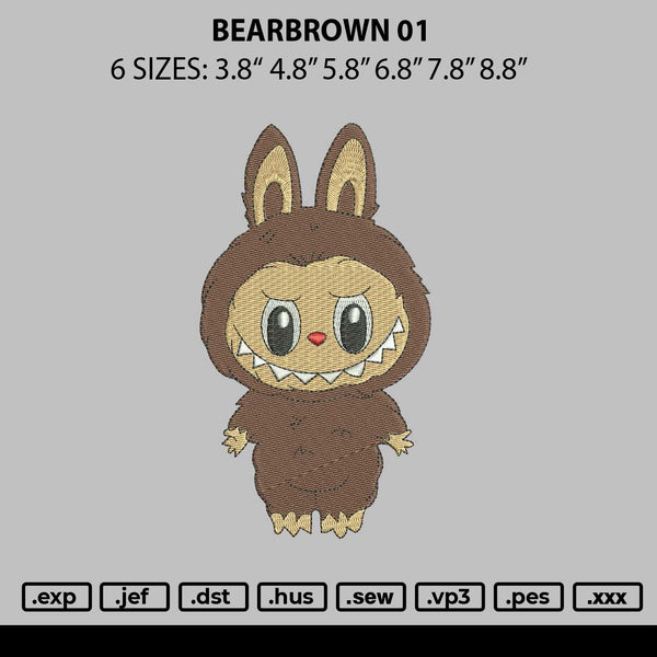 Bearbrown 01 Embroidery File 6 sizes