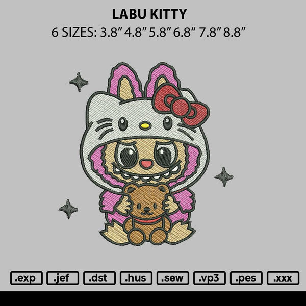 Labu Kitty Embroidery File 6 sizes
