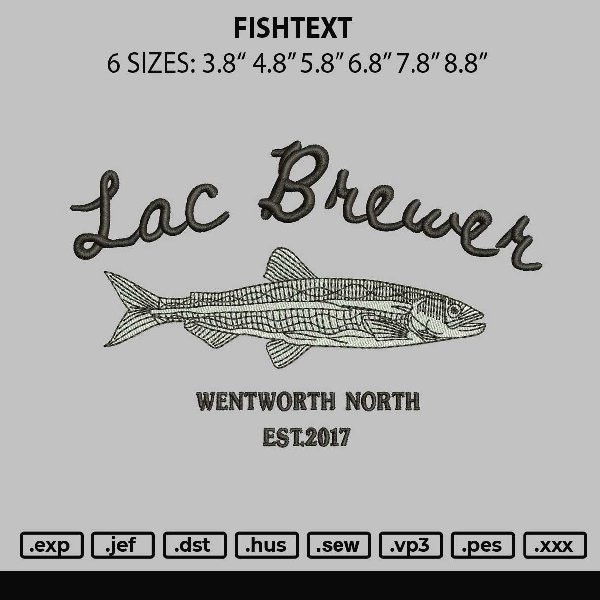 Fishtext Embroidery File 6 sizes