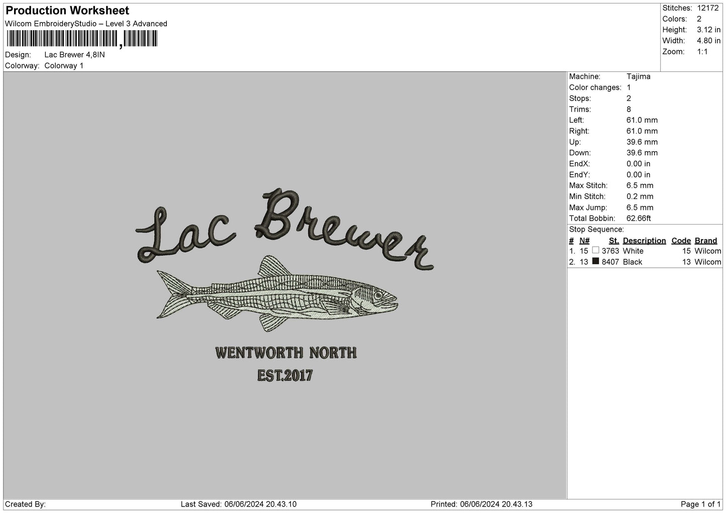 Fishtext Embroidery File 6 sizes