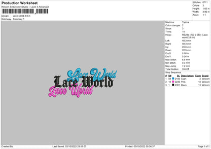 Lace World 002 Embroidery File 6 sizes