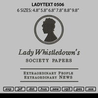 Ladytext 0506 Embroidery File 6 sizes