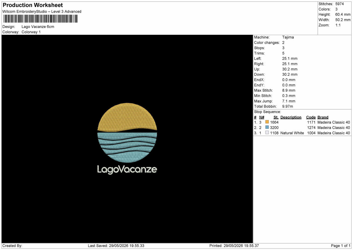 LagoVacanze Embroidery Design  File